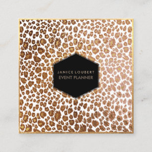 PixDezines Leopard Print/Imitate Gold/DIY Hintergr Quadratische Visitenkarte