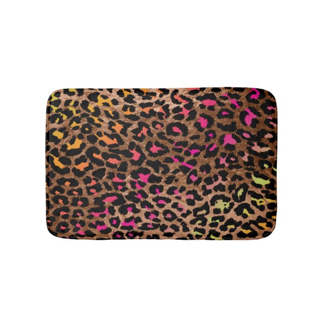 PixDezines Leopard/Regenbogenfarben/einstellbar Badematte (Vorderseite)