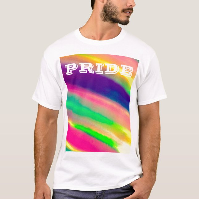 PixDezines LGBT Wasserfarbe Regenbogen-Preis T-Shirt (Vorderseite)