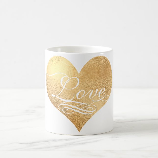 PixDezines Liebe/Herz/Imitate Gold/DIY Hintergrund Tasse (Mittel)