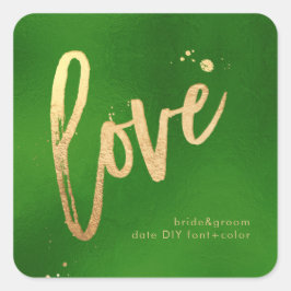 PixDezines Liebe, Imitate Gold Evergreen Quadratischer Aufkleber