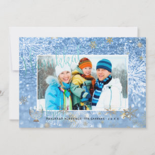 PixDezines Liebe+Light Hannukkah/Schneeflocken+Bok Feiertagskarte