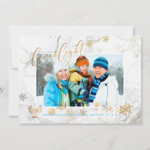 PixDezines Liebe+Light Hannukkah/Schneeflocken+Mar Feiertagskarte