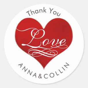 PixDezines Liebe/Rotes Herz/Danke Runder Aufkleber