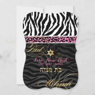 PixDezines lila/DIY color/Zebra/Bat Mitzvah Einladung