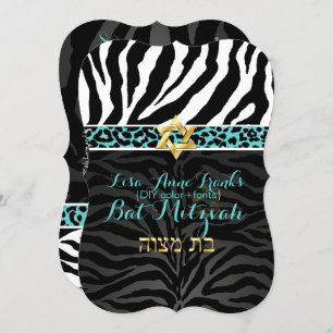 PixDezines lila/DIY color/Zebra/Bat Mitzvah Einladung