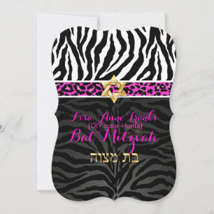 PixDezines lila/DIY-Farbe/Zebra/Bat Mizwa Einladung