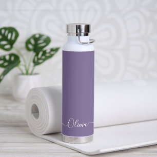 PixDezines Lila DIY-Farbmonogramm Trinkflasche