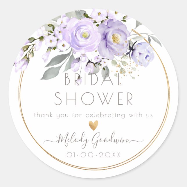 PixDezines Lila Rose Aquarellfarbe Runder Aufkleber (Vorderseite)