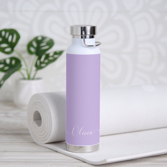 PixDezines Lilac Lila DIY-Farbmonogramm Trinkflasche (Yoga)