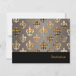 PixDezines Lilie/schwarz + Gold Einladung