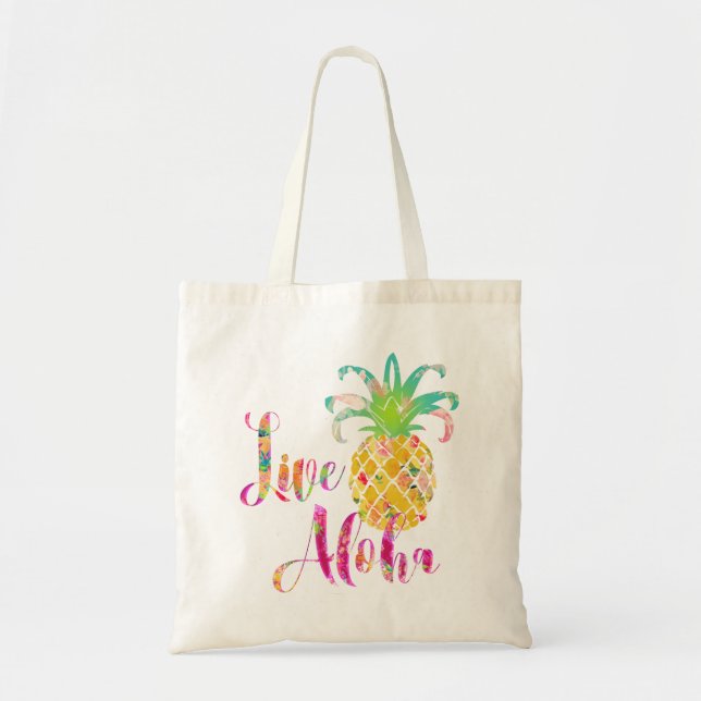 PixDezines Live Aloha Ananas Tragetasche (Vorne)
