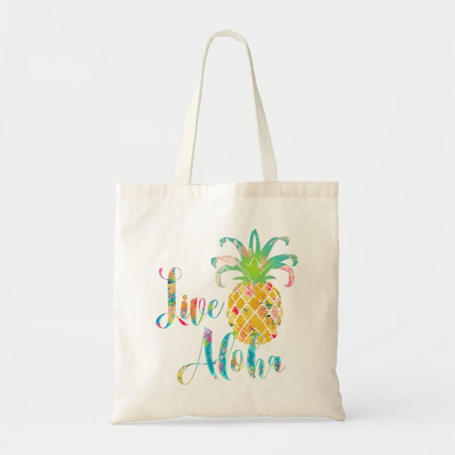PixDezines Live Aloha Ananas Tragetasche (Vorne)
