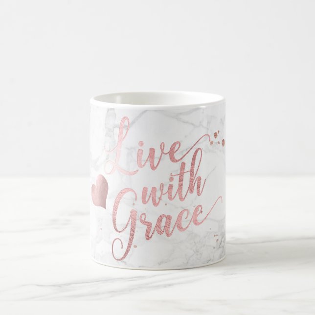 PixDezines LIVE MIT GRACE/Marmor+Imitate Rose Gold Kaffeetasse (Mittel)