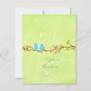 PixDezines LOVE BIRDS/DICHTE HINTERGRUNDFARBE RSVP Karte