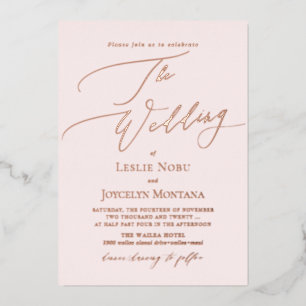 PixDezines Luxe Calligraphie Minimalistische Rose  Folieneinladung