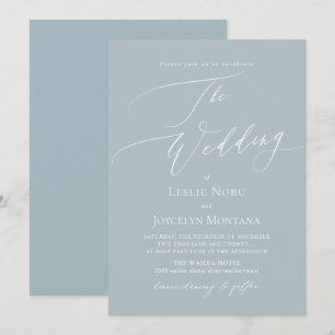 PixDezines Luxe Calligraphy Dusty Blue Wedding Einladung