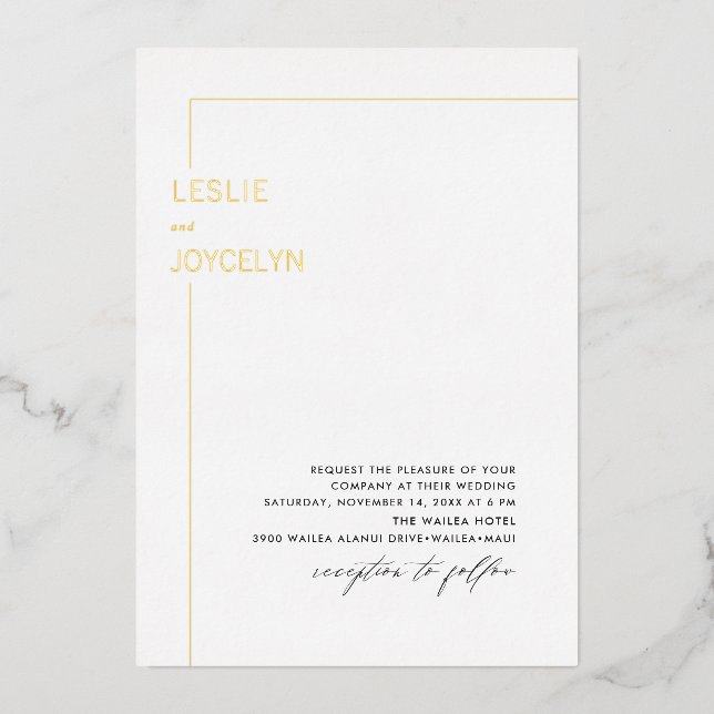 PixDezines Luxe Calligraphy Minimalistisch Folieneinladung (Vorderseite)