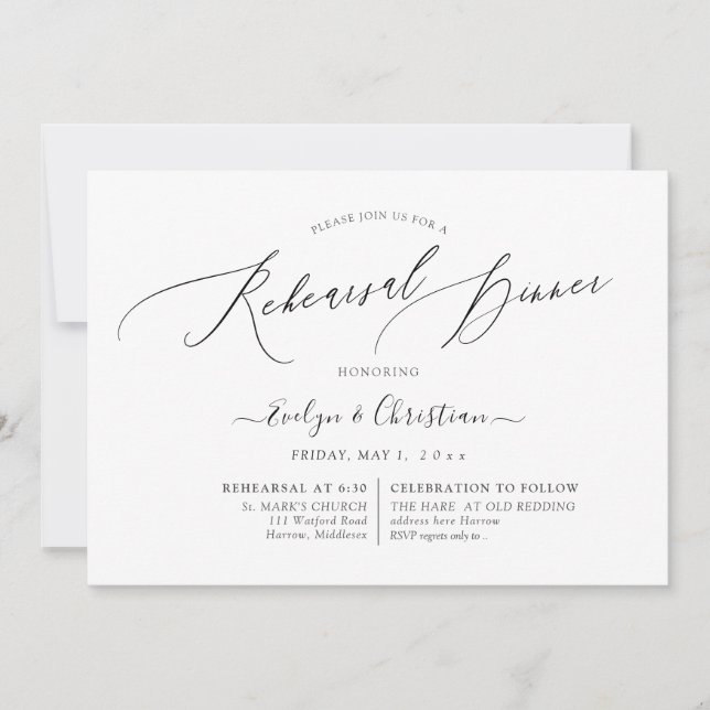 PixDezines Luxe Calligraphy Probe Dinner Einladung (Vorderseite)
