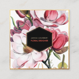 PixDezines MAGNOLIA/VINTAGER BOTANISCHER DRUCK Quadratische Visitenkarte