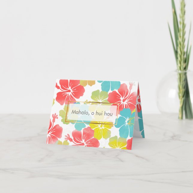 PixDezines mahalo, o hui hou/Hibiskus Dankeskarte (Vorderseite)