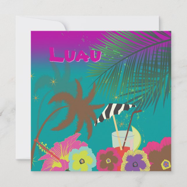 PixDezines Mai Tai, Luau am Strand Einladung (Vorderseite)