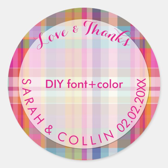 PixDezines malibu kariert Runder Aufkleber (Vorderseite)