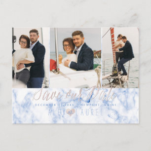 PixDezines Marble+Blush Pink Save the Date Postkarte