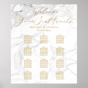 PixDezines Marble+Faux Gold Schrift, Sitzplan Poster