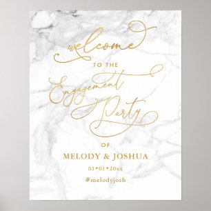 PixDezines Marble+Imitate Gold Begrüßung Verlobung Poster