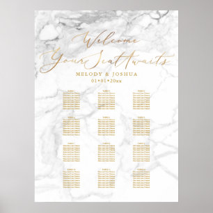 PixDezines Marble+Imitate Gold-Script, Seating Cha Poster