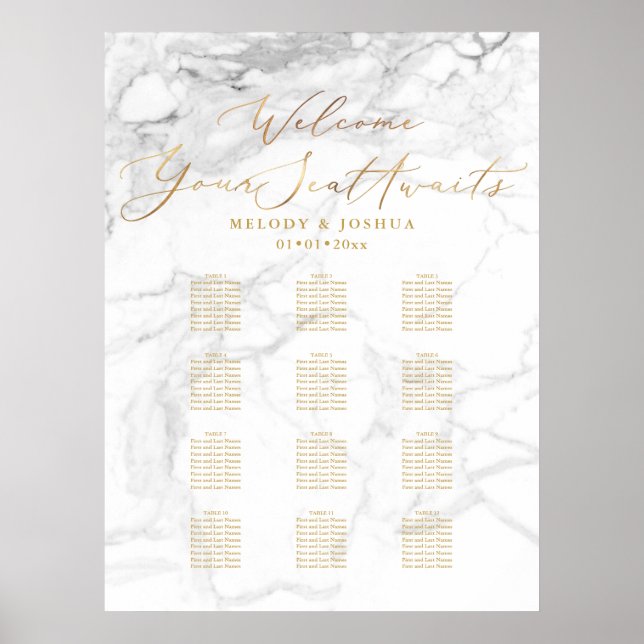 PixDezines Marble+Imitate Gold-Script, Seating Cha Poster (Vorne)