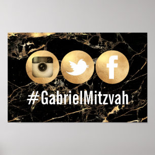 PixDezines Marble+Imitate Gold Social Media Hashta Poster