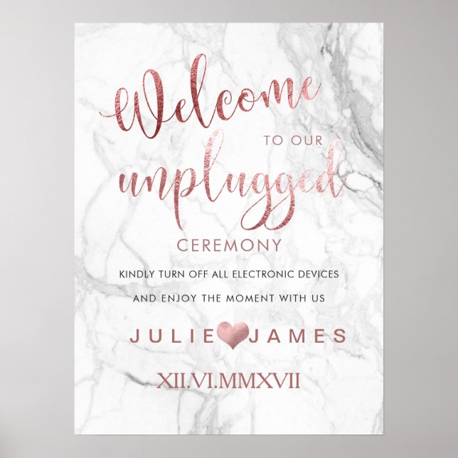 PixDezines Marble/Imitate Rose Gold/#UNPLUGGED Poster (Vorne)