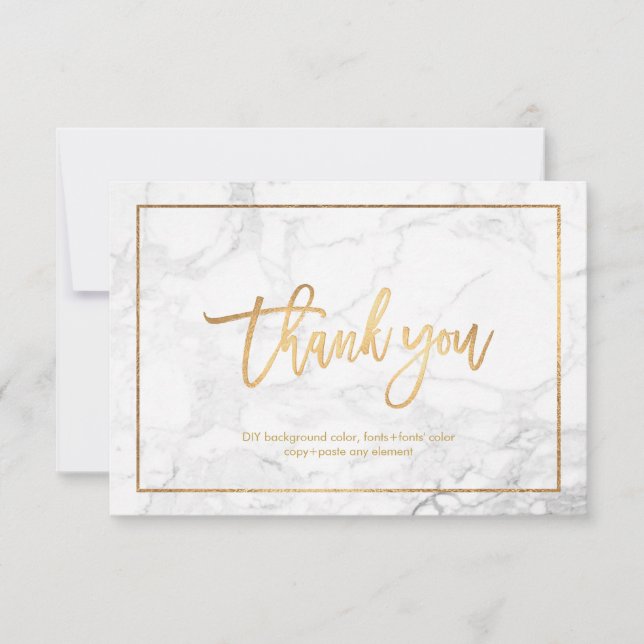 PixDezines MARBLE+IMITATS GOLD Flat Vielen Dank Dankeskarte (Vorderseite)