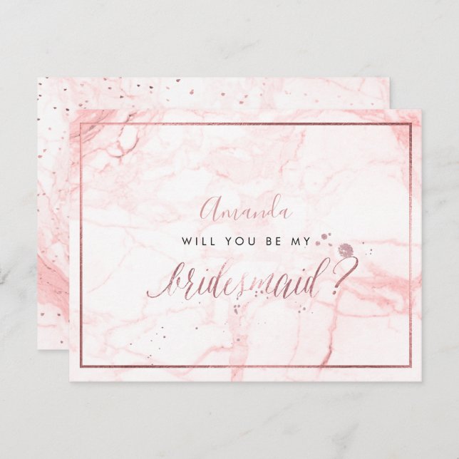 PixDezines Marble+Imitats Rose Gold, Bridesmaid Einladung (Vorne/Hinten)