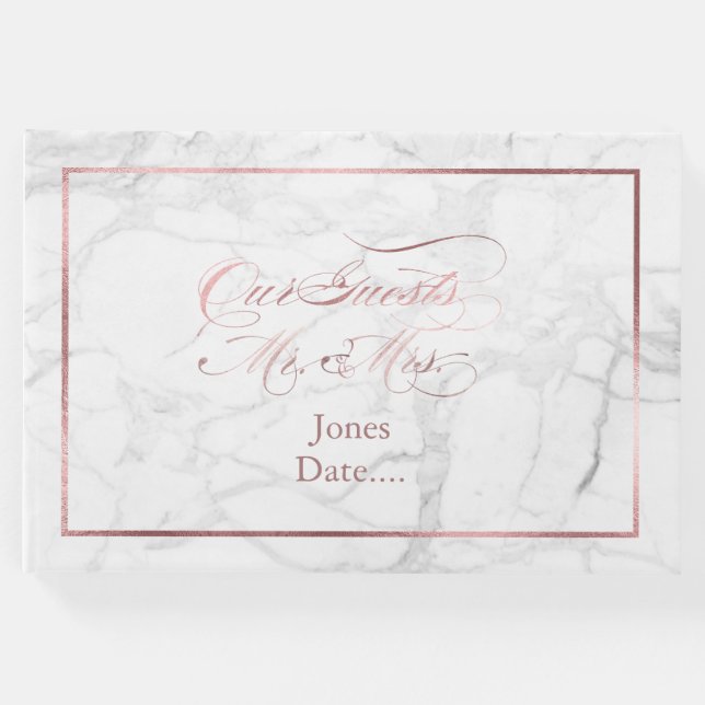 PixDezines Marble+Imitats Rose Gold Gästebuch (Vorderseite)