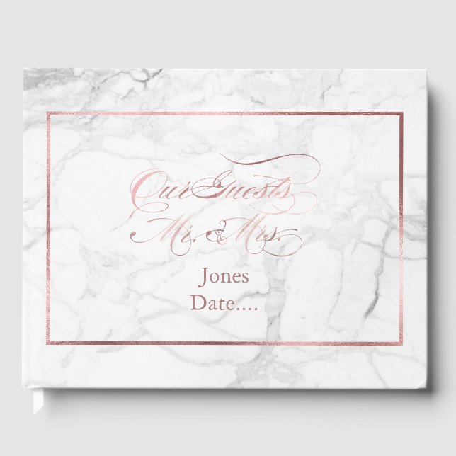 PixDezines Marble+Imitats Rose Gold Gästebuch (Vorderseite)