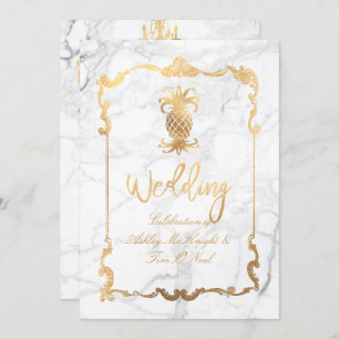 PixDezines Marble/Königlicher Hawaiianananasch Einladung