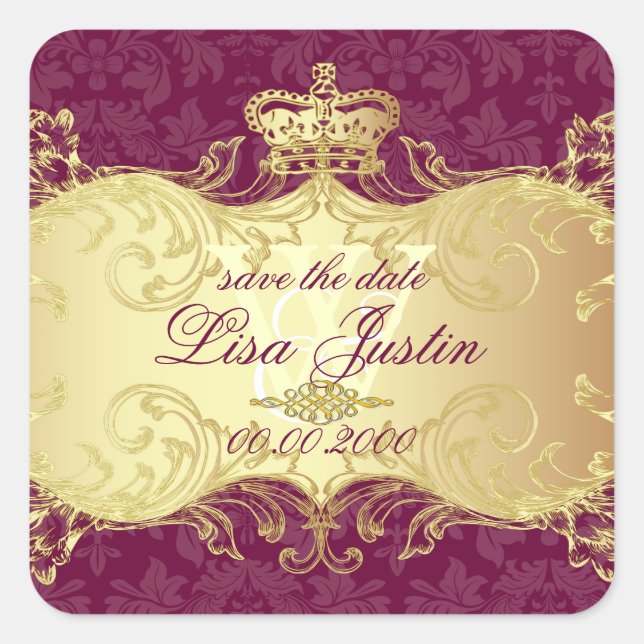 PixDezines Marie Antoniette/DIY-Farbe, Rotwein Quadratischer Aufkleber (Vorderseite)