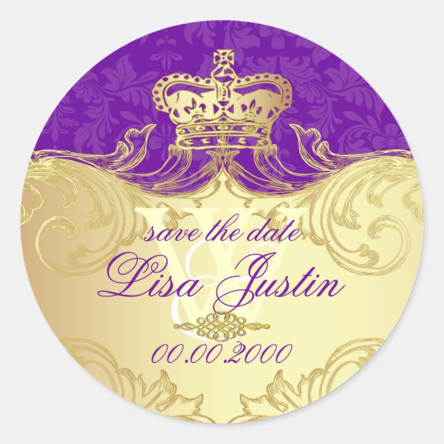 PixDezines Marie Antoniette/DIY Royal lila Runder Aufkleber (Vorderseite)