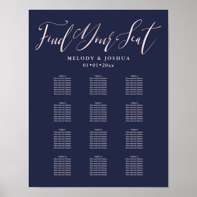 PixDezines Marine Moderne Kalligraphie, Seating Ch Poster (Vorne)