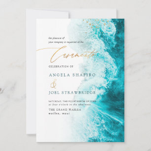PixDezines Marine Waves Shoreline Beach Casamento Einladung