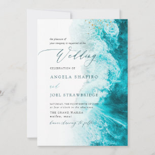 PixDezines Marine Waves Shoreline Beach Hochzeit Einladung