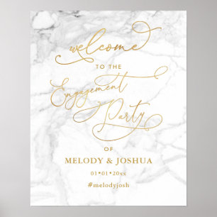 PixDezines Marmor+Faux Gold Willkommens-Verlobung Poster