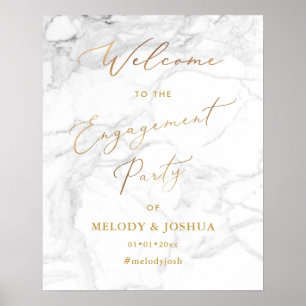 PixDezines Marmor+Faux Gold Willkommens-Verlobungs Poster