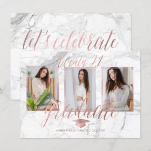 PixDezines Marmor Faux Roségold Abschluss Einladun Einladung