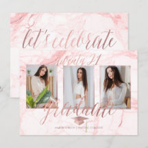 PixDezines Marmor Faux Roségold Abschluss Einladun