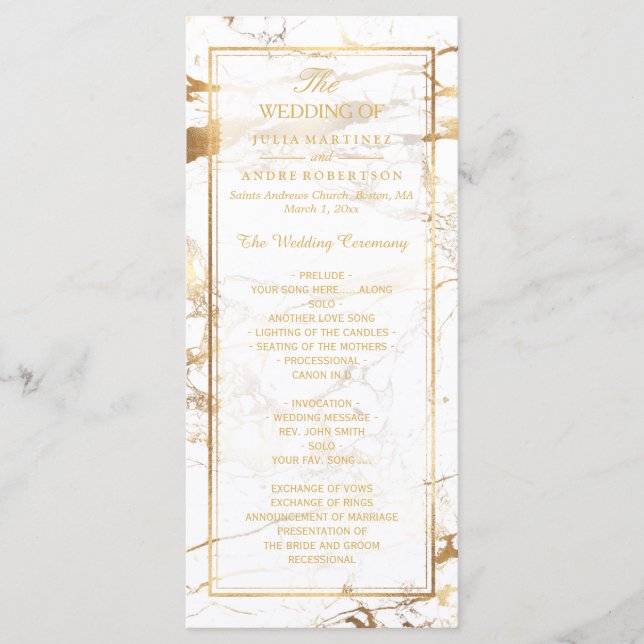 PixDezines Marmor+Goldadern Hochzeitsprogramm Programm (Vorderseite)