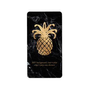 PixDezines Marmor+Hawaiianische Ananas Faux Gold Adressaufkleber